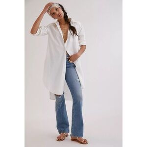 Anthropologie Maeve Maxi Tunic Poplin Buttondown Sz S